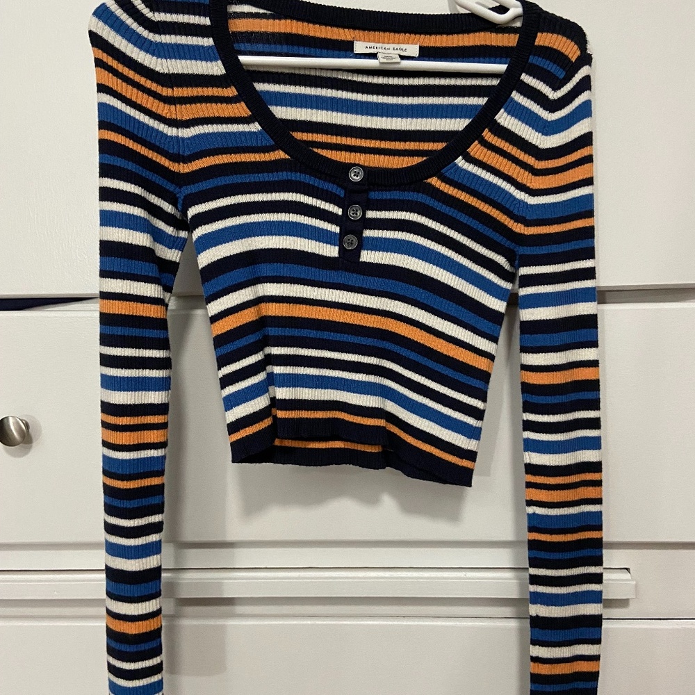 American Eagle Crop Stripped Sweater Size Small